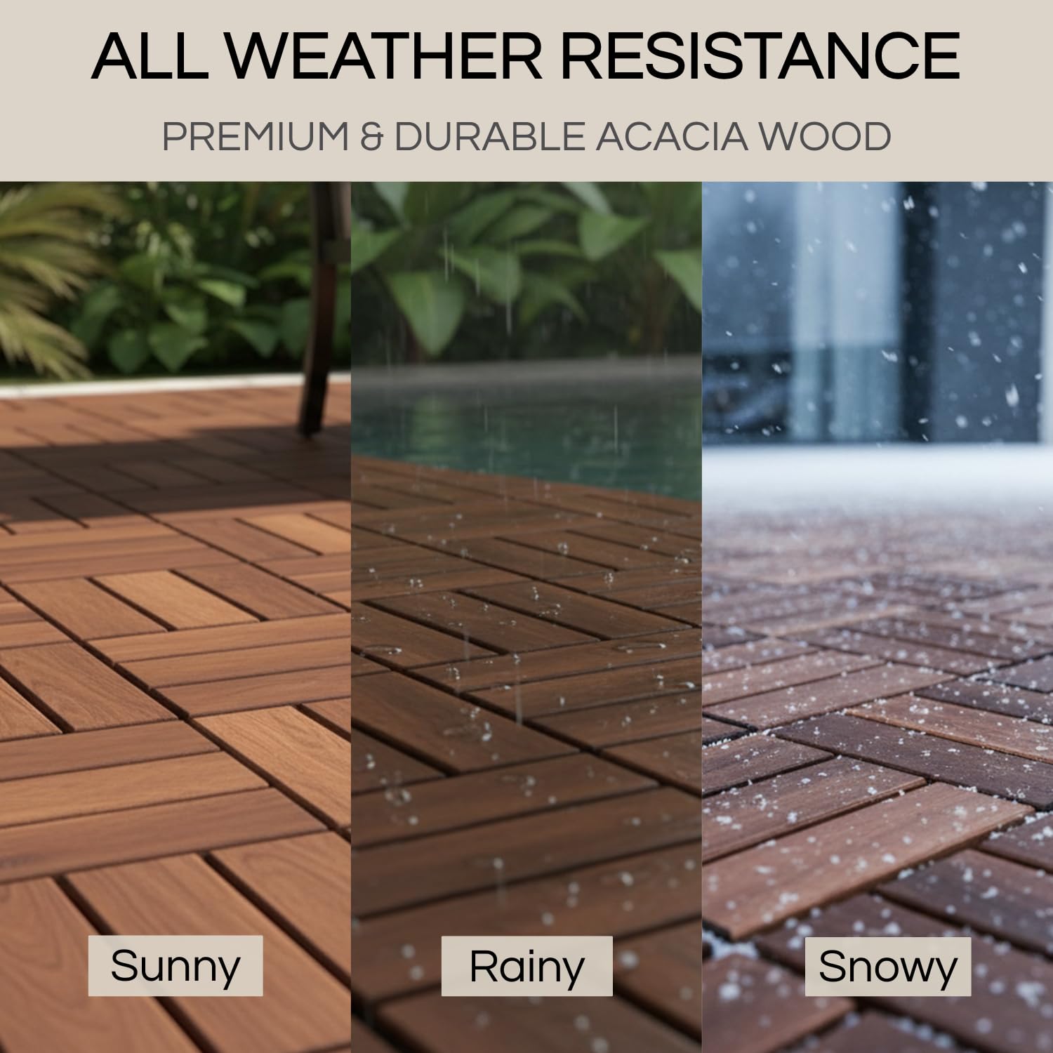 Detalle de THYOI Acacia Wood Deck Tiles