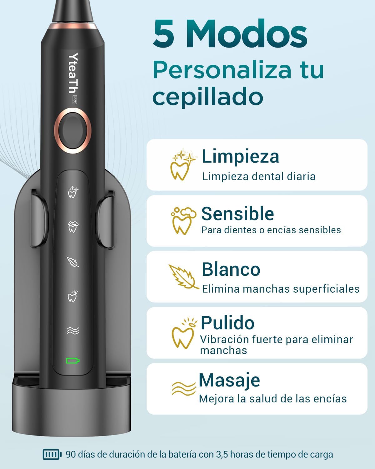 Detalle de Cepillo de Dientes Eléctrico Sónico 8 cabezales 🪥