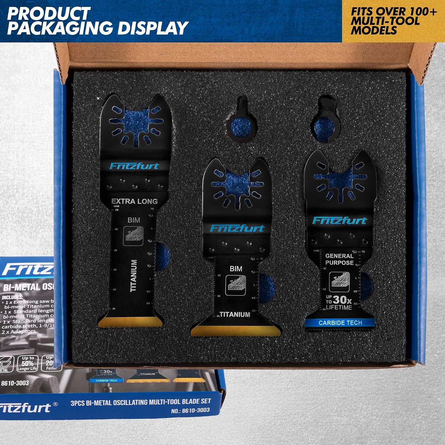 Thumbnail 6 de FRITZFURT 3-Piece Oscillating Multi-Tool Blade Kit with Carbide and Titanium Blades