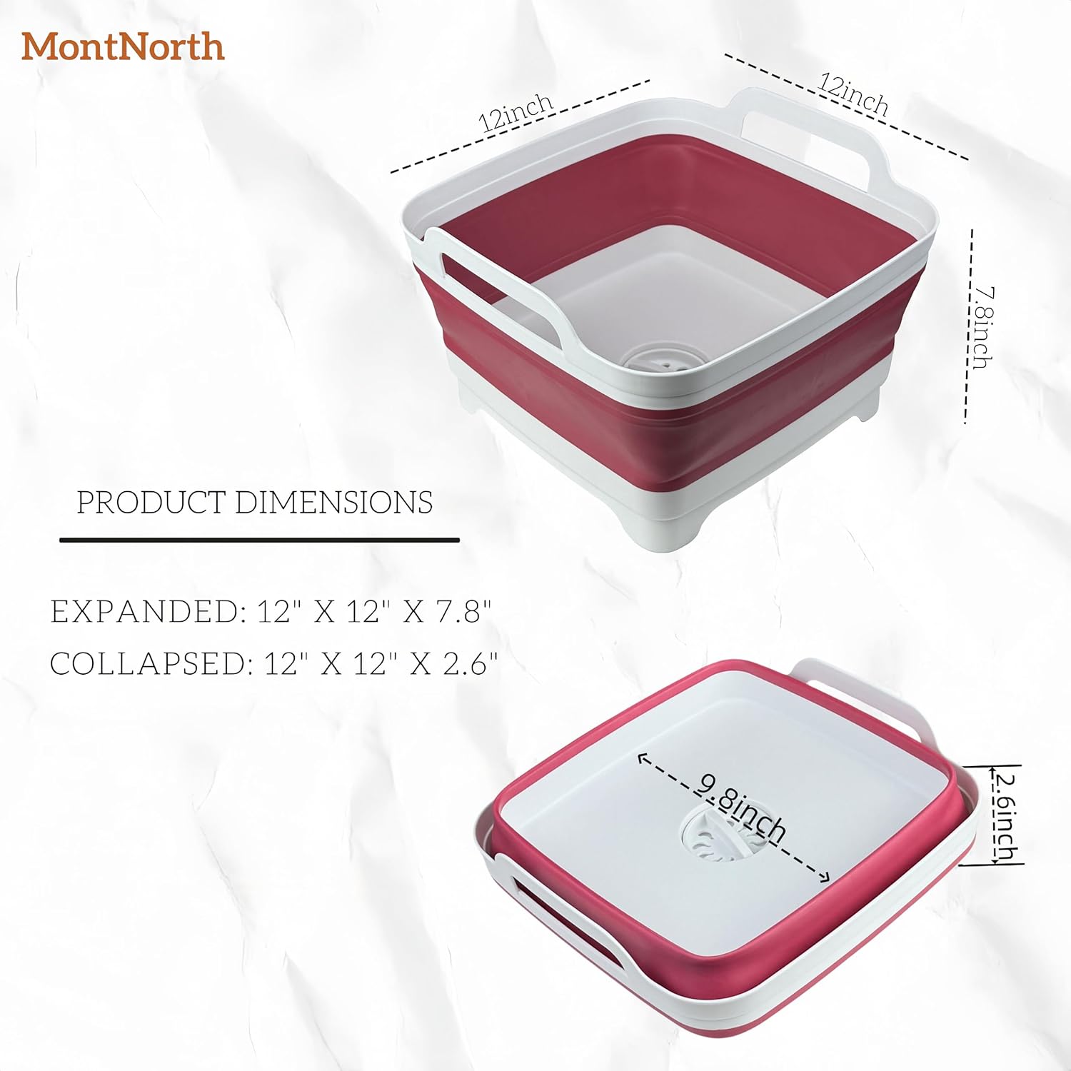 Detalle 2 de Collapsible Wash Basin 9L: Foldable Dish Tub with Drain Plug for Camping, Laundry, and Kitchen Use
