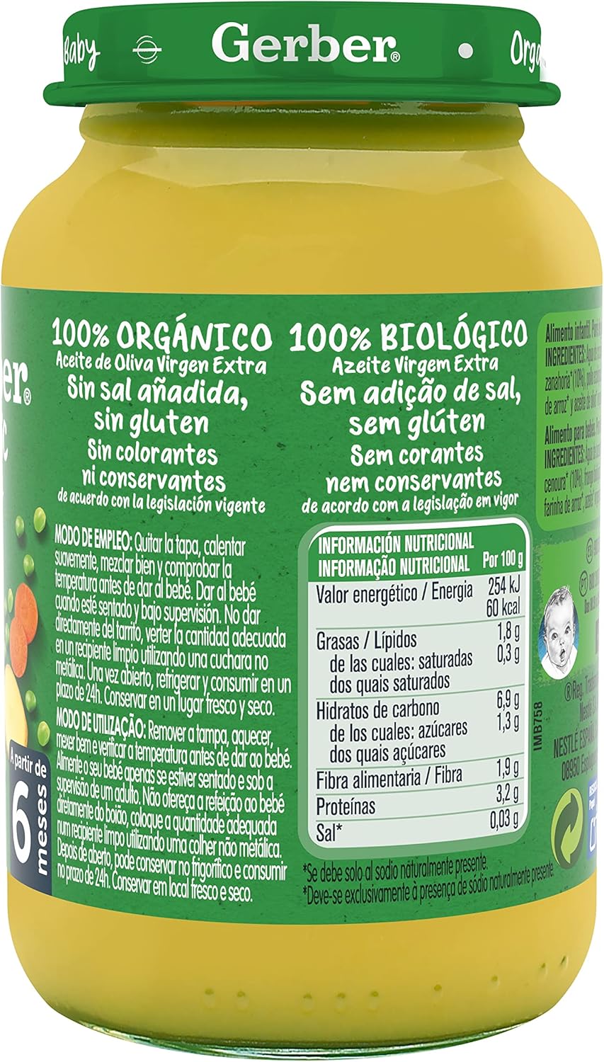 Thumbnail 4 de GERBER Organic Guisantes, Patata y Pollo 6x190g 🥦
