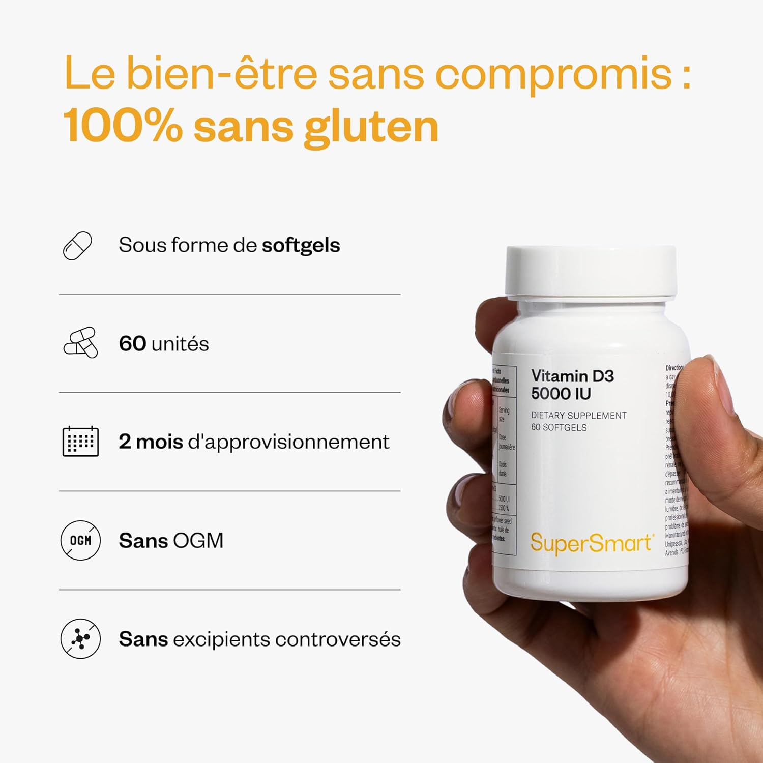 Thumbnail 4 de Vitamine D3 5000 UI de Supersmart — Dosage puissant et forme biodisponible pour le support immunitaire et osseux