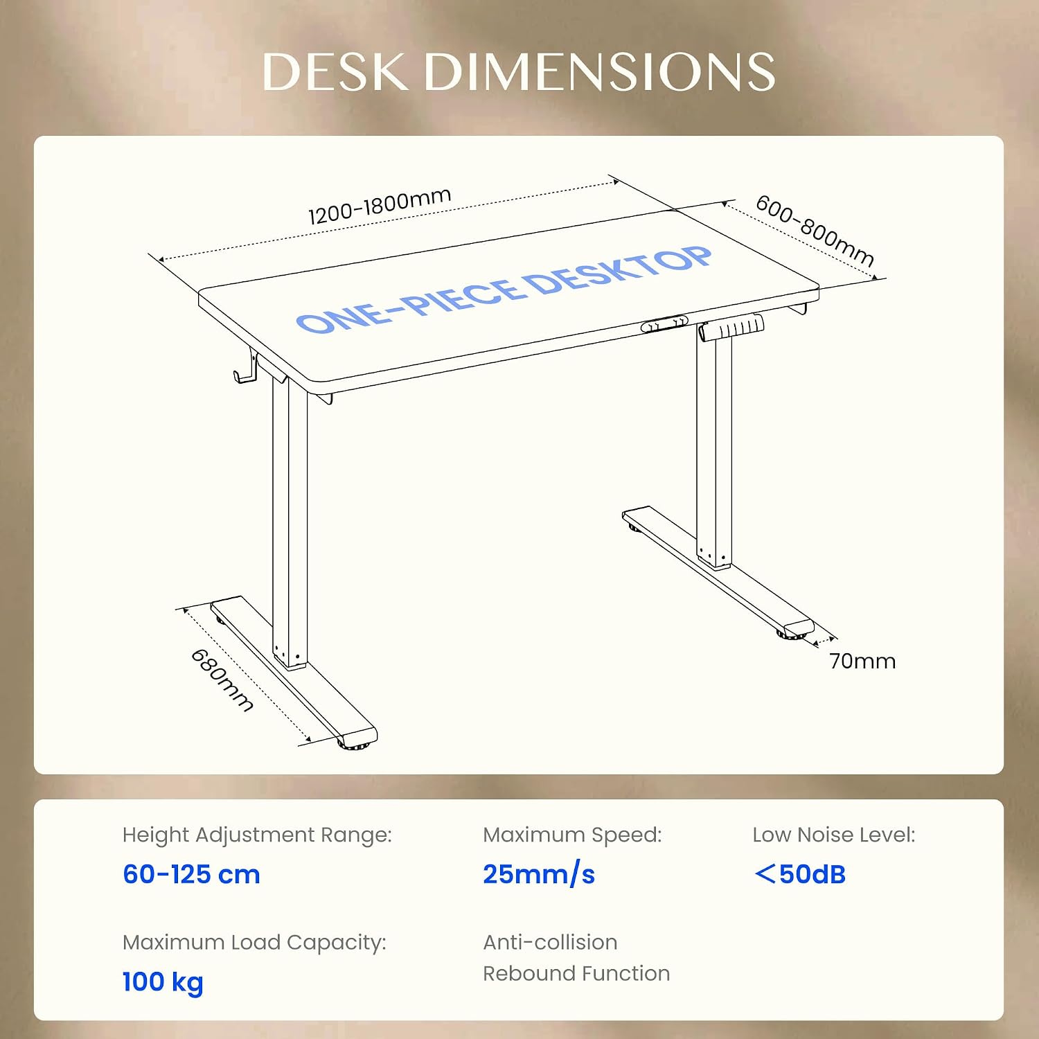 Detalle de FLEXISPOT E6 MAX 180x80cm Electric Standing Desk