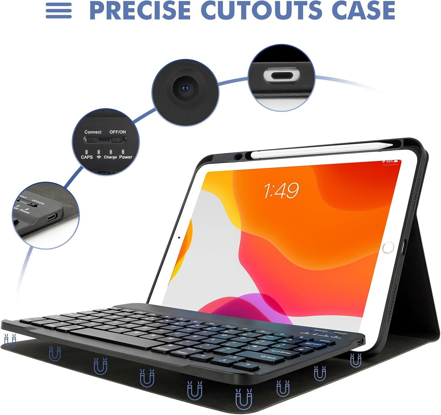 Detalle 2 de Nsyee Magnetic Detachable Keyboard Case with Mouse for 10.2/10.5 Inch iPad (9th–7th Gen) and iPad Pro 2017