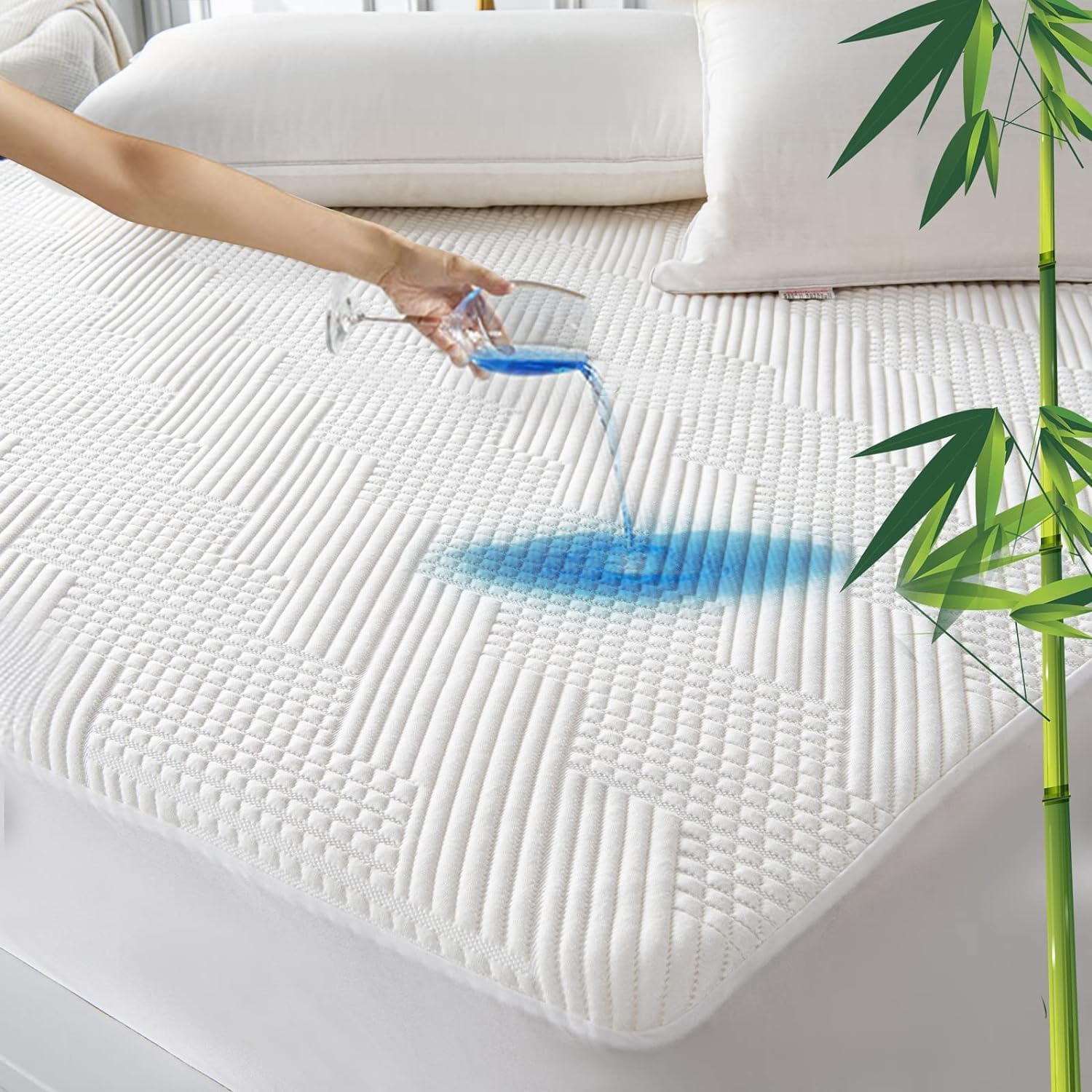 Detalle de GRT protège-matelas bambou 140x200 cm imperméable et respirant, alèse certifiée Oeko-TEX