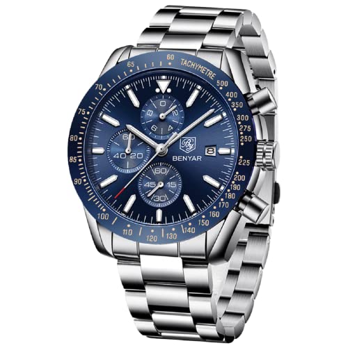 Detalle de BENYAR Reloj Analógico de Hombre con Cronógrafo y Bisel Taquimétrico en Azul