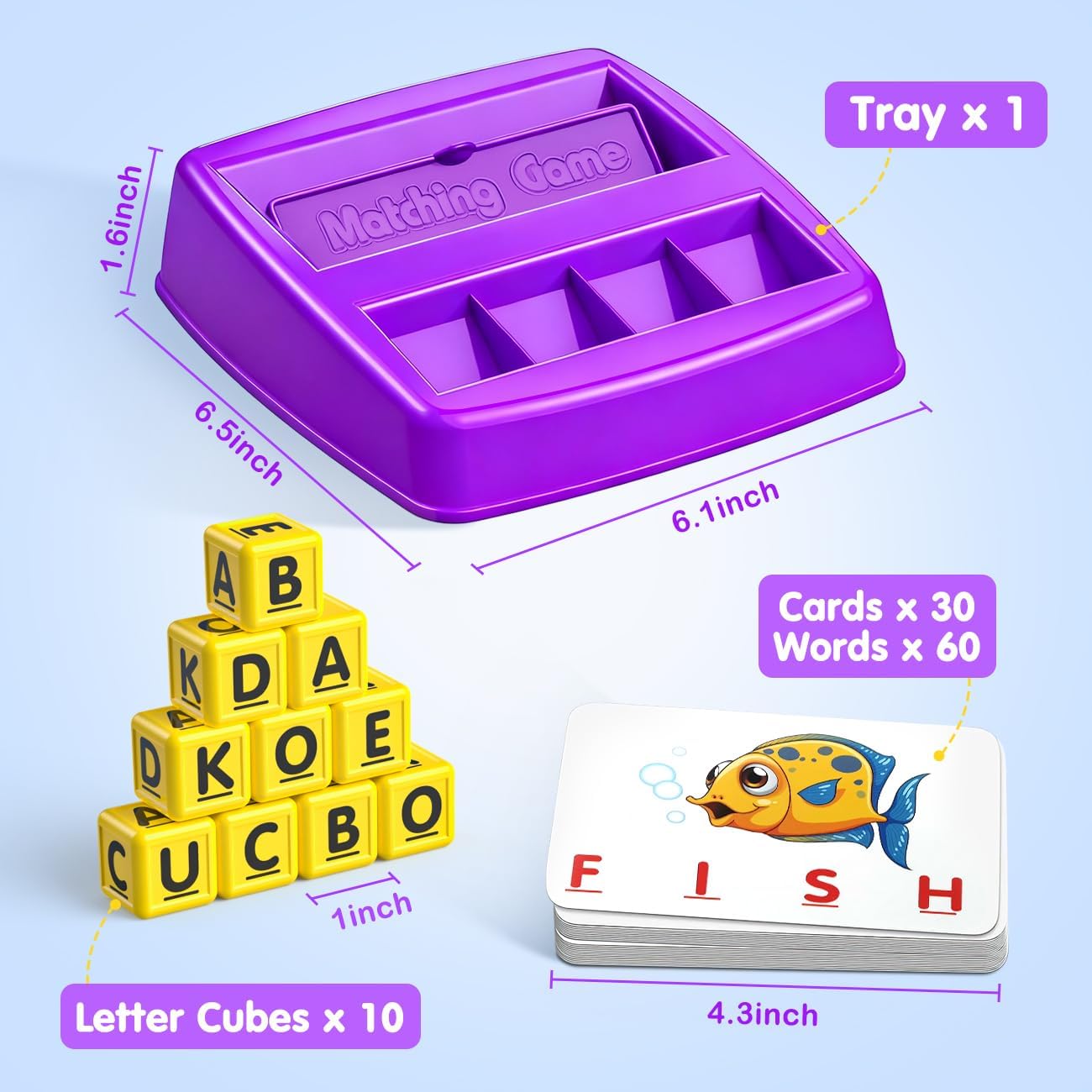 Detalle 2 de HahaGift Match Spelling Letter Learning Game 30 cards