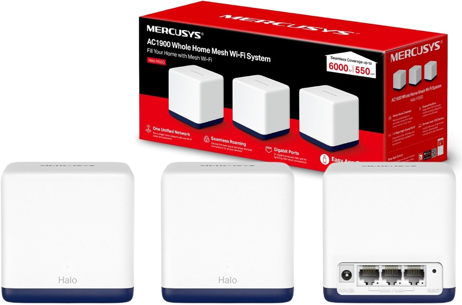 Detalle de MERCUSYS Halo H50G mesh WiFi extender 3-pack