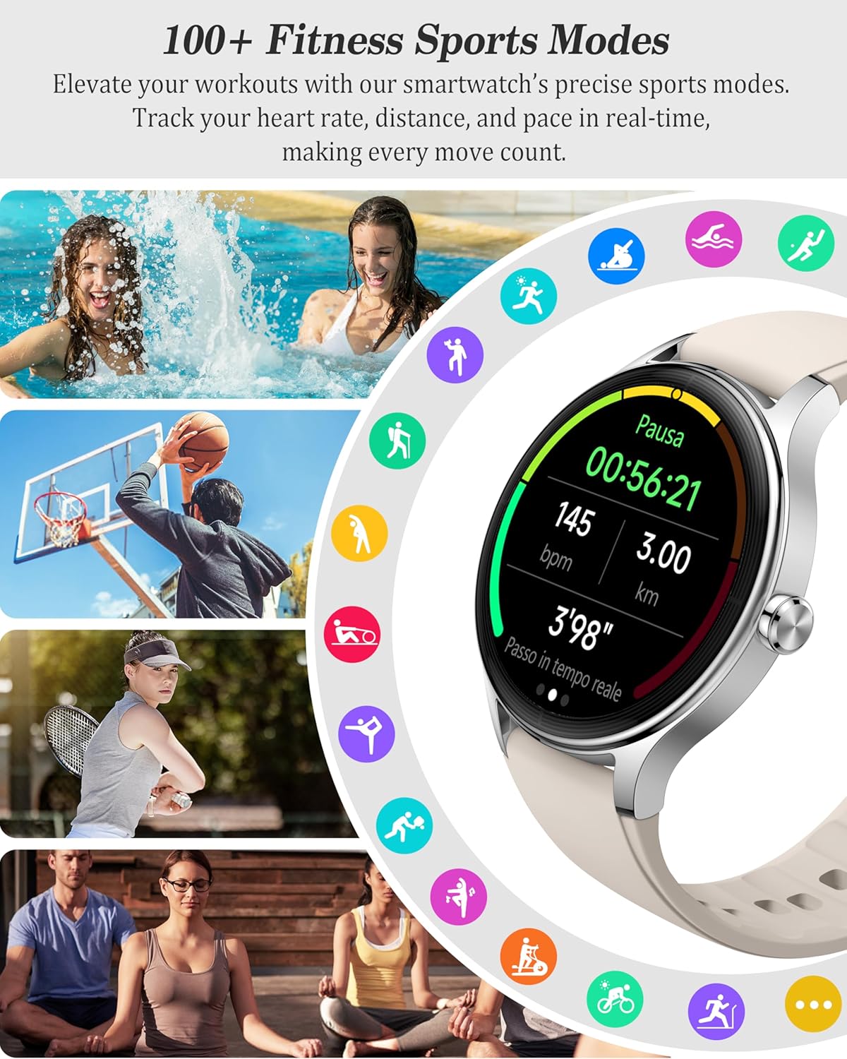 Thumbnail 4 de Smart Watch for Women, Men & Unisex 1.27'' Fitness Watch with Calls, Heart Rate & Sleep Monitor