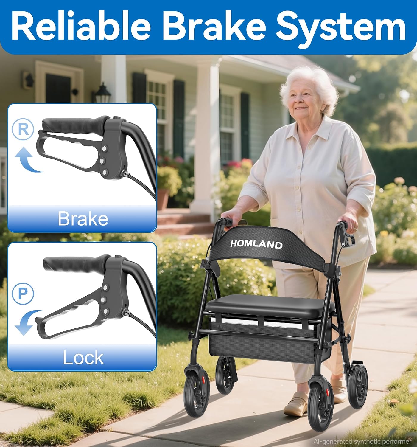 Thumbnail 6 de HOMLAND Bariatric Rollator Walker 500 lb capacity 🚶
