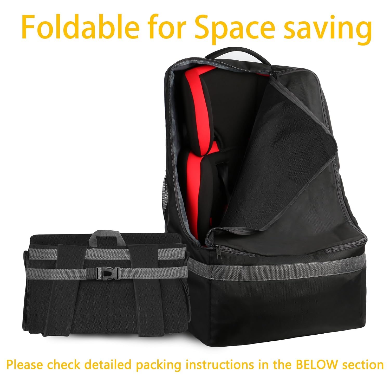 Detalle de YOREPEK Padded Car Seat Travel Bag Backpack, Water-Resistant, 17 x 17 x 28 in