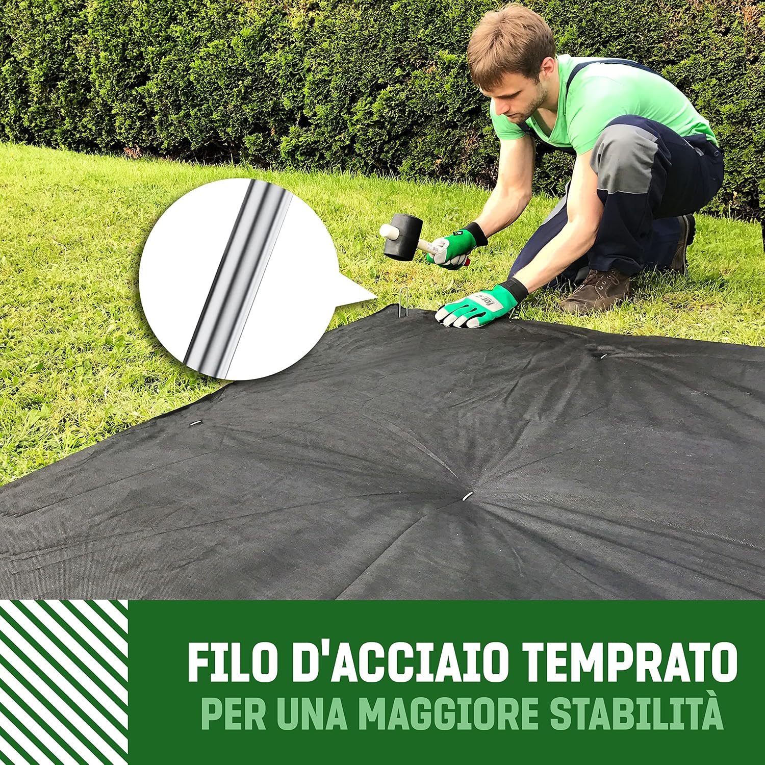 Detalle de GardenGloss Picchetti in Acciaio Zincato (50 Pezzi) – Picchetti a U 150 mm per Telo di Pacciamatura, Recinzione e Campeggio