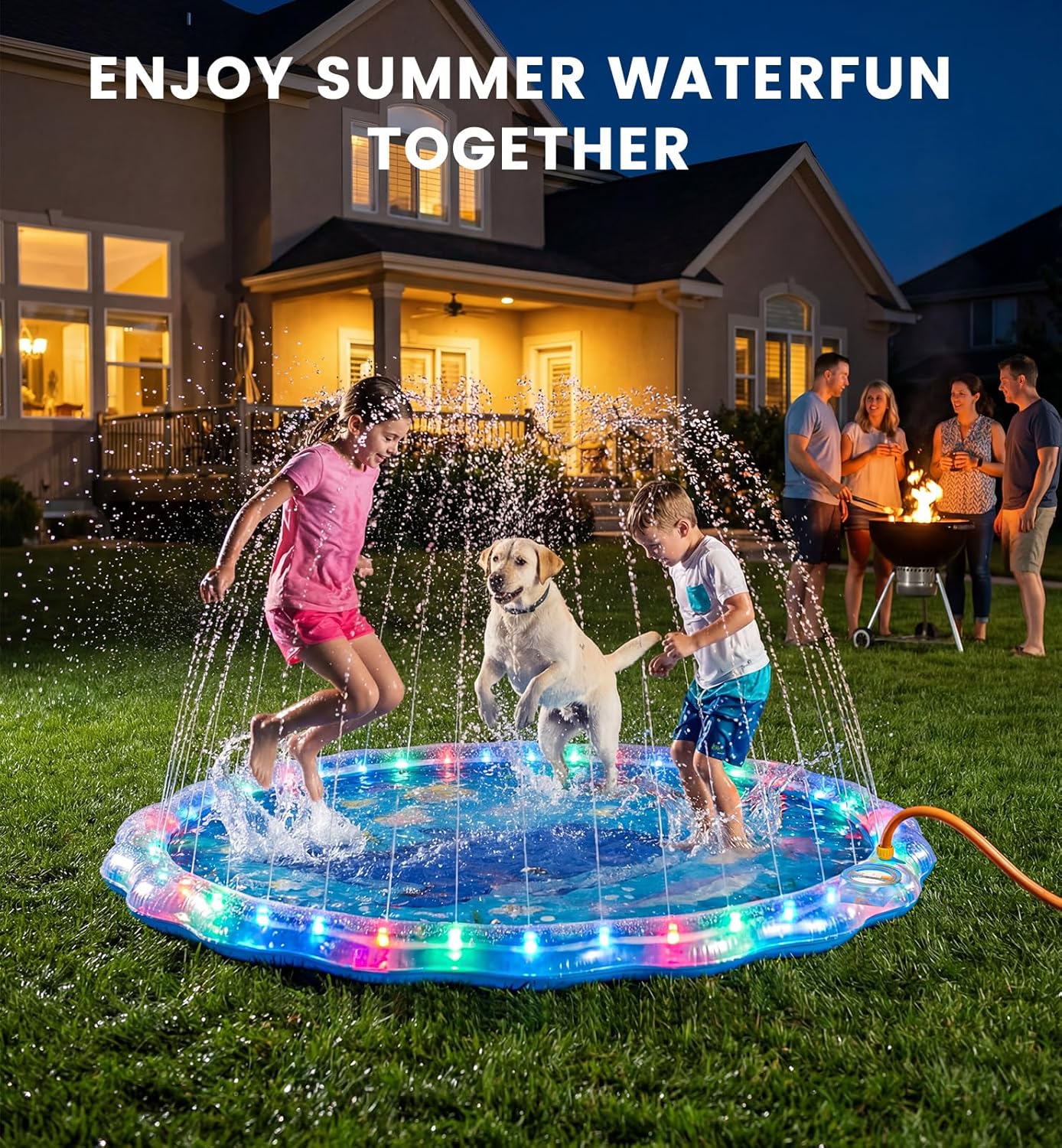 Thumbnail 5 de Dsquu LED Glowing Splash Pad Sprinkler (60") for Kids & Dogs with RGB Light Modes & Remote