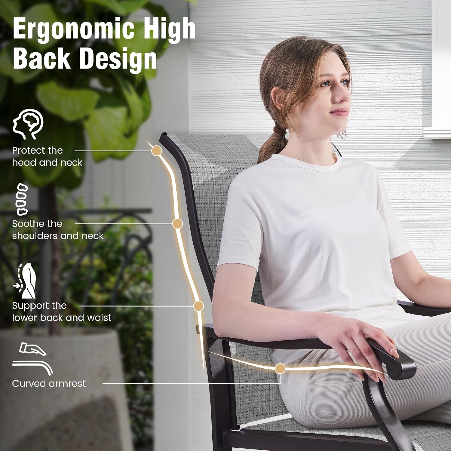 Thumbnail 4 de Amopatio Patio Swivel Chairs Set of 4, Outdoor Dining Chairs with 360° Swivel