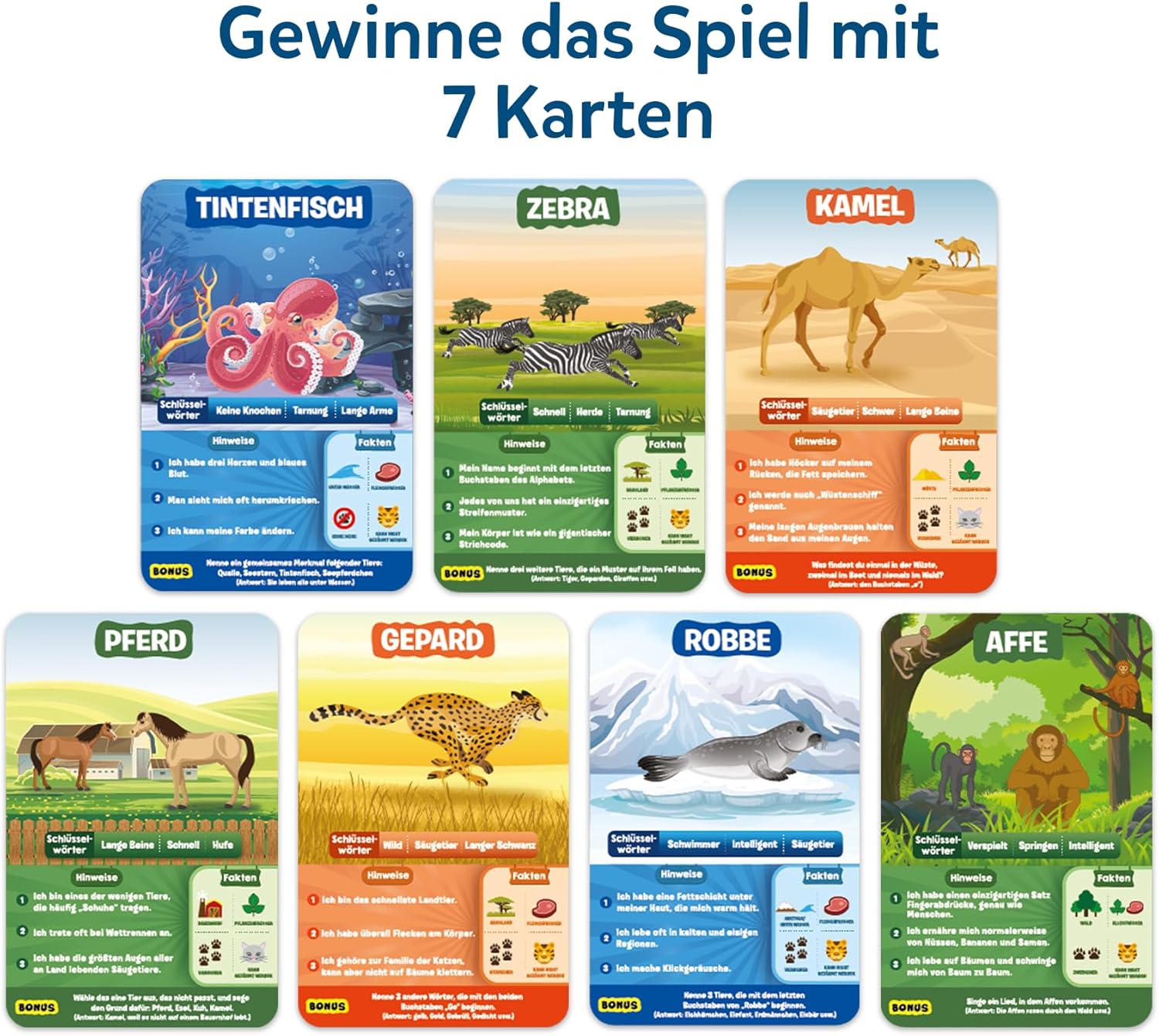 Detalle 2 de Skillmatics Kartenspiel – 10 Mal darfst du raten: Tierreich, ideal für Kinder ab 6 Jahren