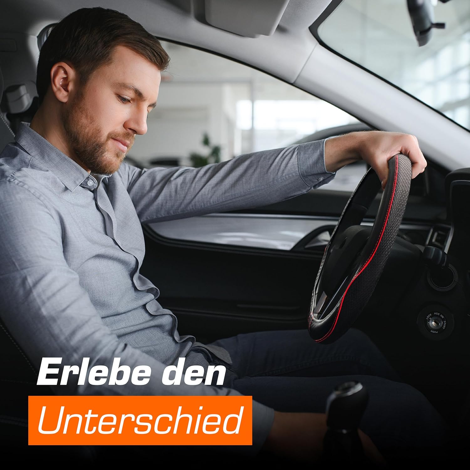 Thumbnail 4 de Upgrade4cars Lenkradbezug Rot Schwarz Leder-Optik