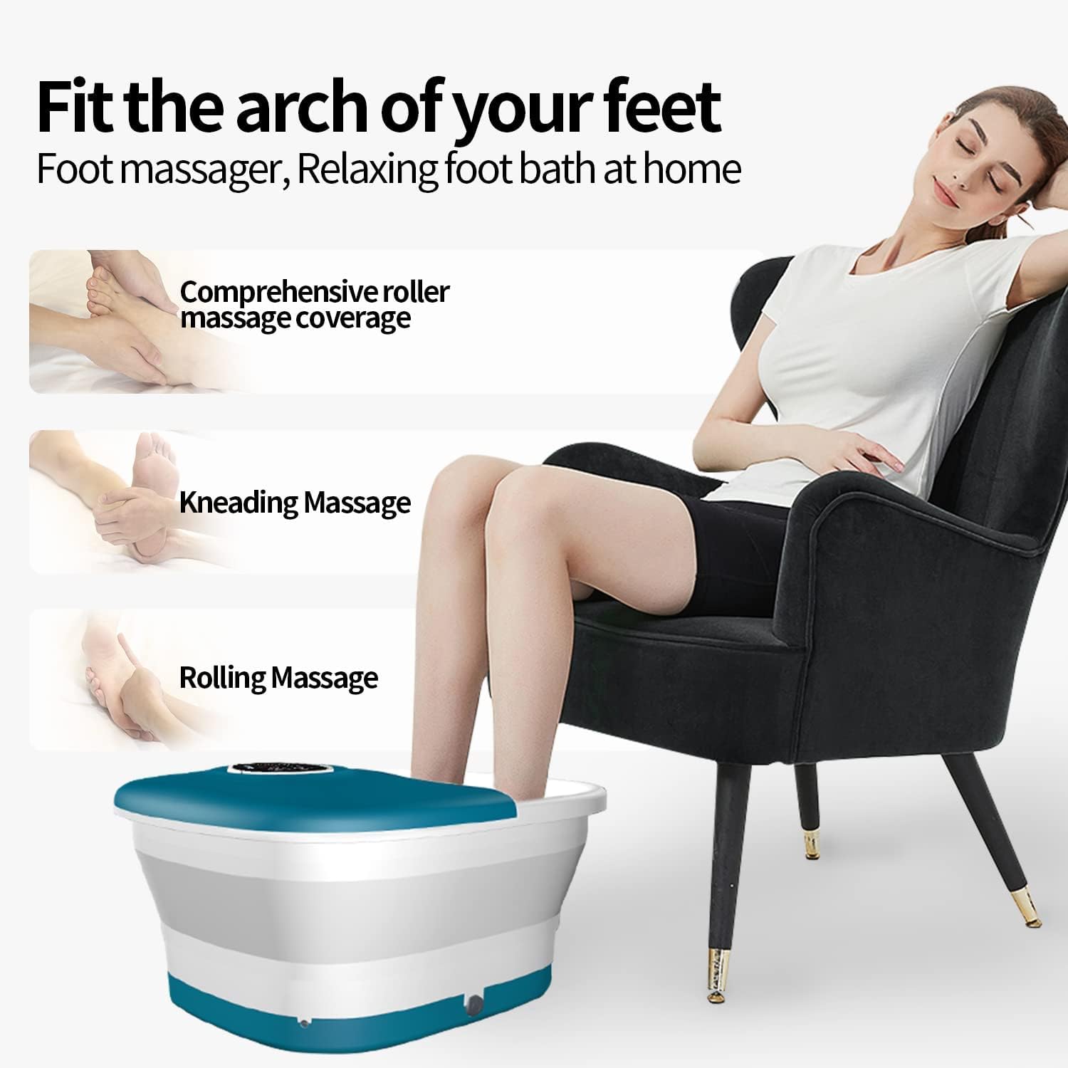 Detalle de KNQZE Foot Spa and Massager with 16 rollers