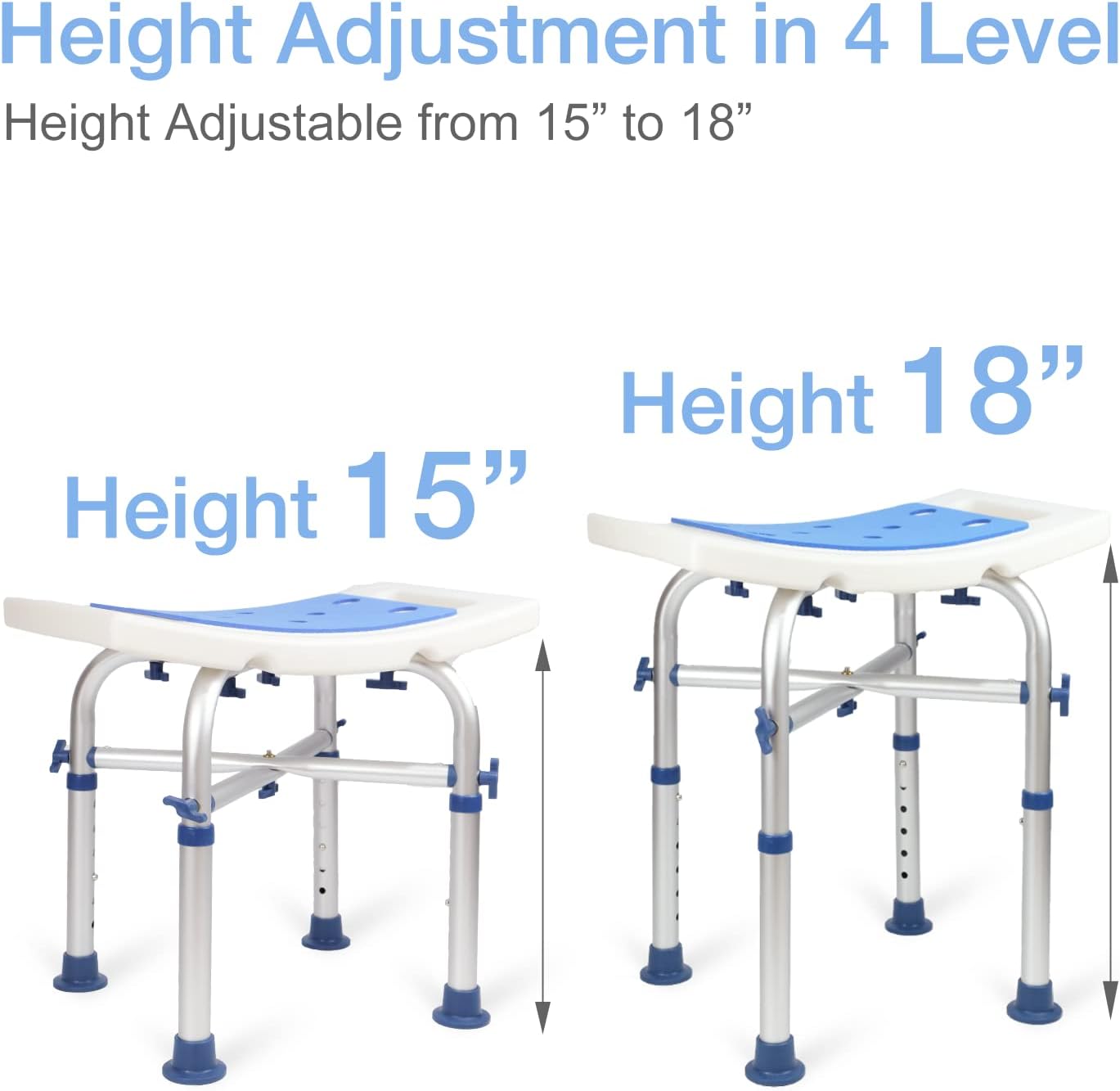 Thumbnail 2 de LandTale Heavy Duty Shower Stool (500Lb) – Height Adjustable, Anti-Slip, Tool-Free Assembly