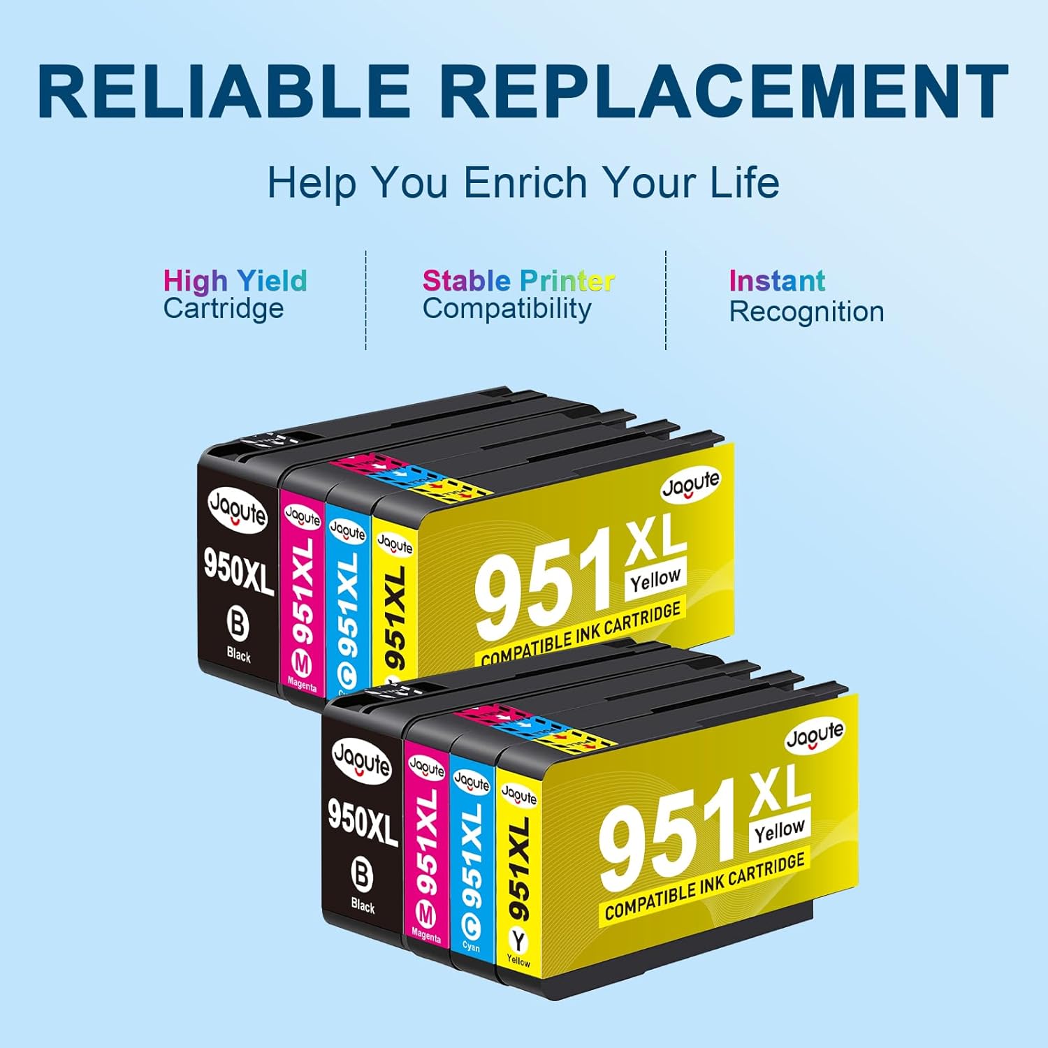 Thumbnail 3 de Jagute 950XL/951XL Tintenpatronen Multipack für HP Officejet Pro – 8er Set (2x Schwarz, 2x Cyan, 2x Magenta, 2x Gelb)