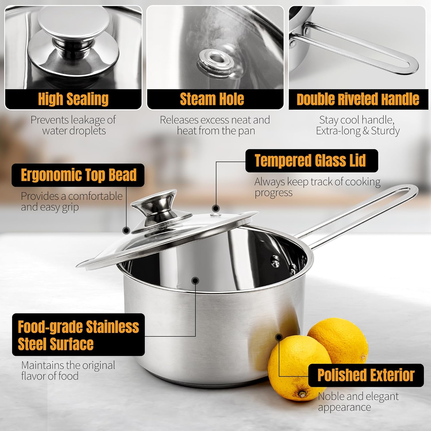 Detalle 2 de Aufranc 6-Piece Stainless Steel Cookware Set