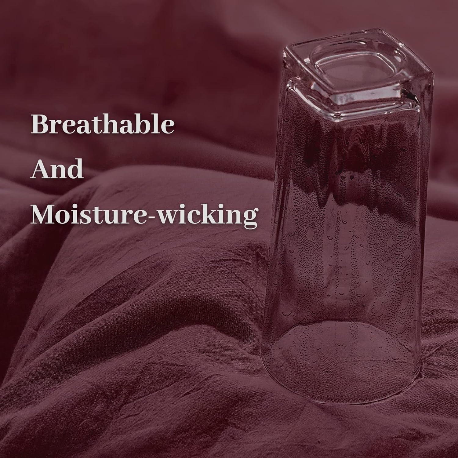 Thumbnail 6 de NEXHOME PRO Queen Linen-Look Duvet Cover Set in Washed Cotton (Burgundy Dark Red)