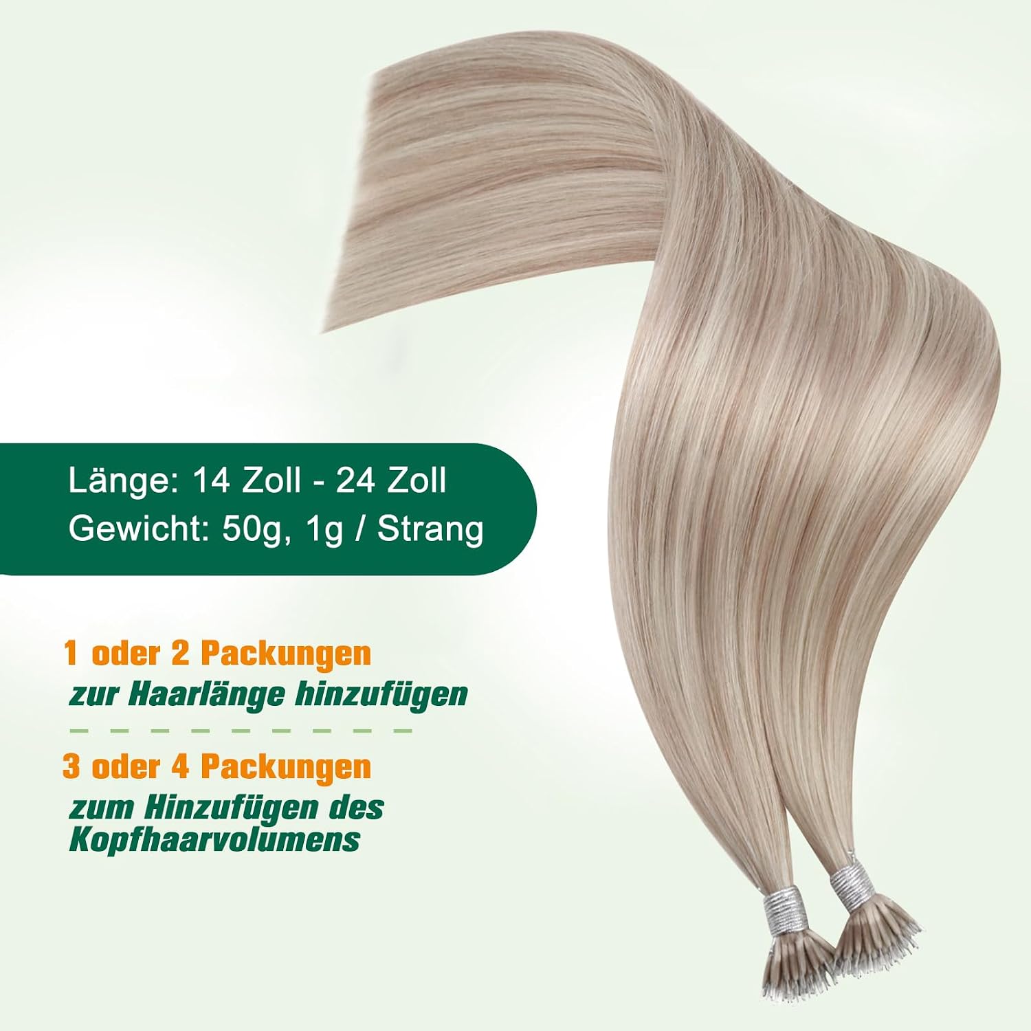 Detalle 1 de Easyouth Nano Ring Extensions 50 g Echthaar
