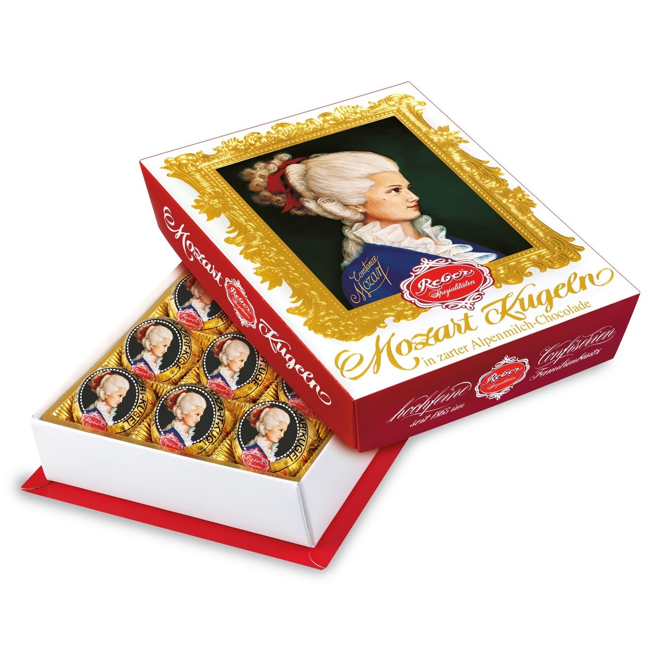 Thumbnail 2 de Reber Mozart-Kugeln Barock „Wolfgang & Constanze“, 15er Packung (300 g) mit Pistazien, Marzipan & Mandel-Füllungen
