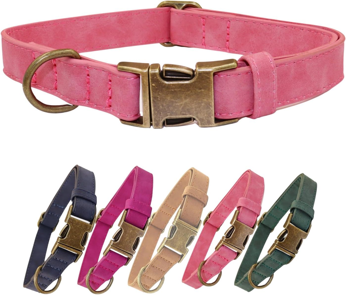 Detalle de THAIN Soft Leather Dog Collar, Pink, L