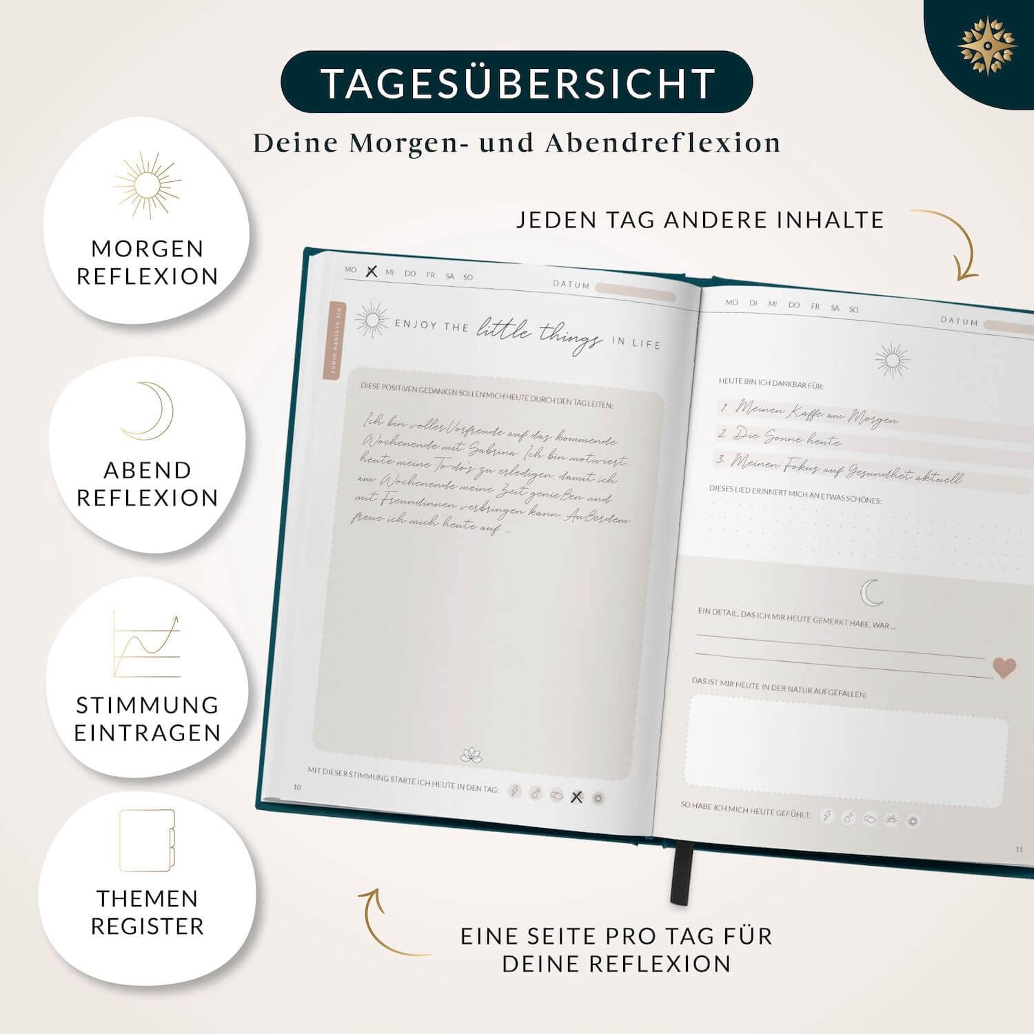 Thumbnail 2 de LEBENSKOMPASS Dankbarkeitstagebuch Moonlight DIN A5 📚