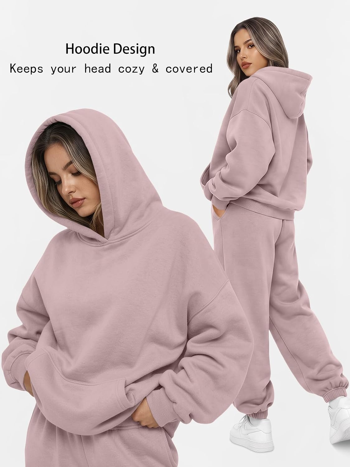 Detalle de AUTOMET Women’s 2-Piece Lounge Hoodie & Sweatpants Set (Plus Size)