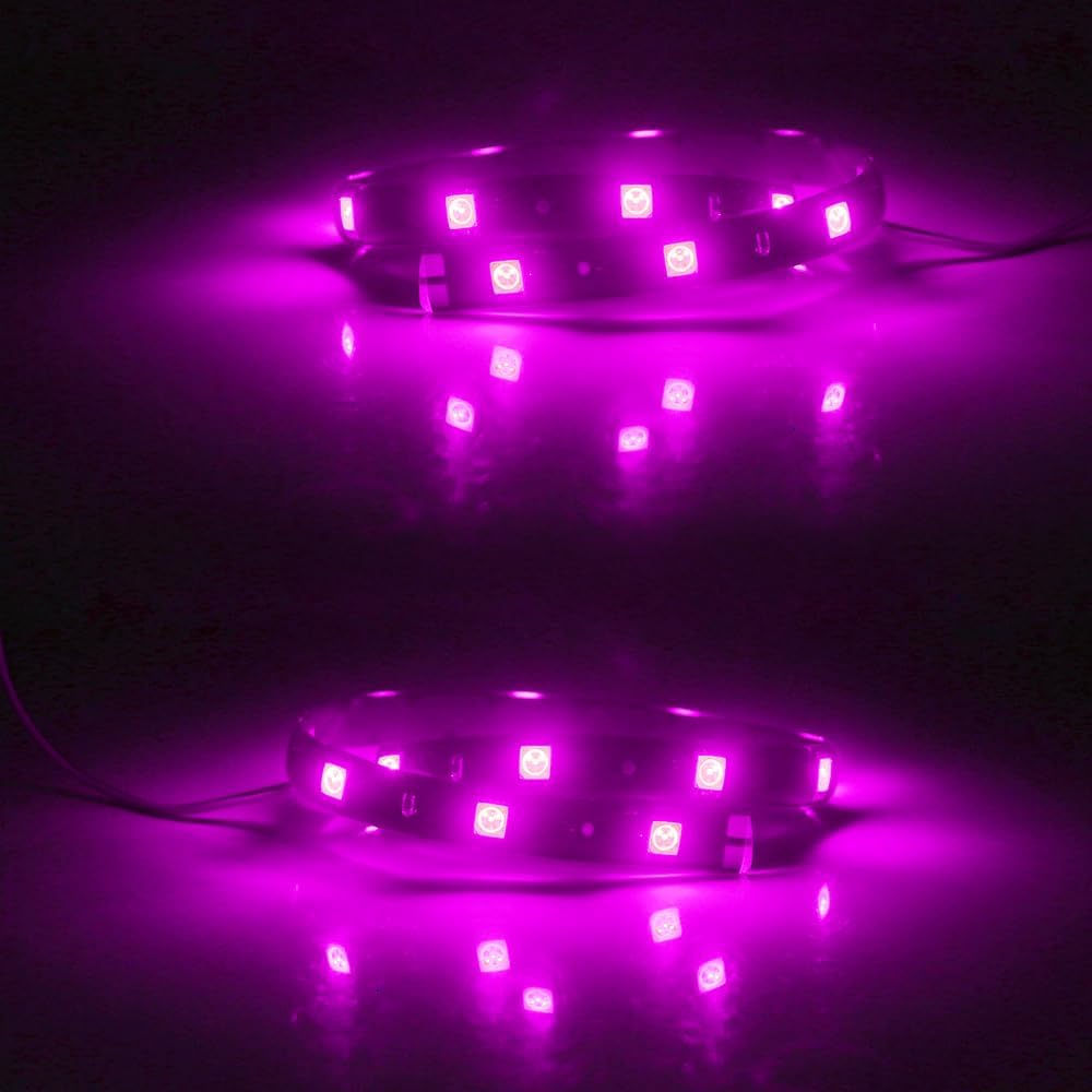 Thumbnail 6 de Keiurot 6 x 12V LED Strip Lights (Pink) for Car/Motorcycle Interior, 30cm Waterproof IP67, 5050 12SMD