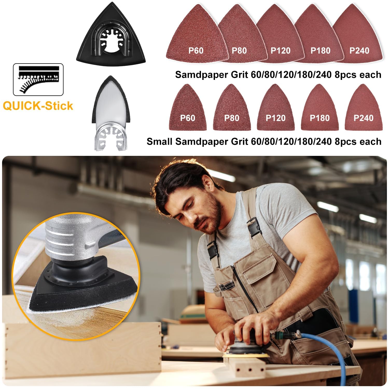 Detalle 2 de PECHAM Tools-001 104-Piece Oscillating Multi-Tool Blade Set with Titanium-Coated Teeth