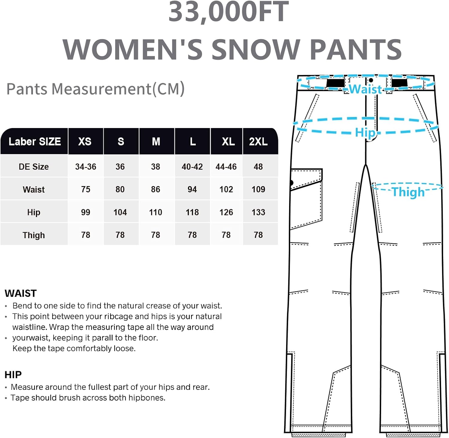 Detalle 1 de 33,000ft Damen Skihose 31 Inches