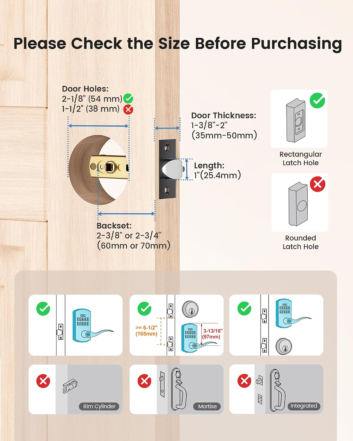 Thumbnail 3 de HIDALIFE HL-300L Keypad Door Lock, 2-Pack with Handle and Anti-Peep Codes