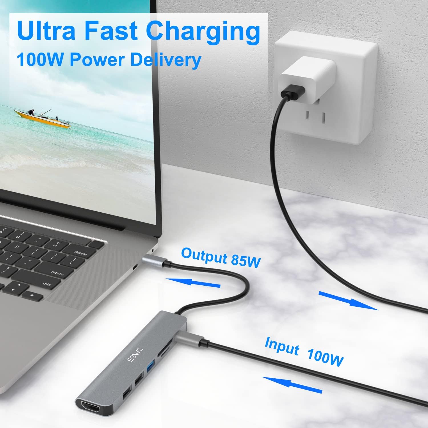 Thumbnail 5 de JESWO USB C Hub 7‑in‑1 with 4K HDMI and 100W PD 🔌