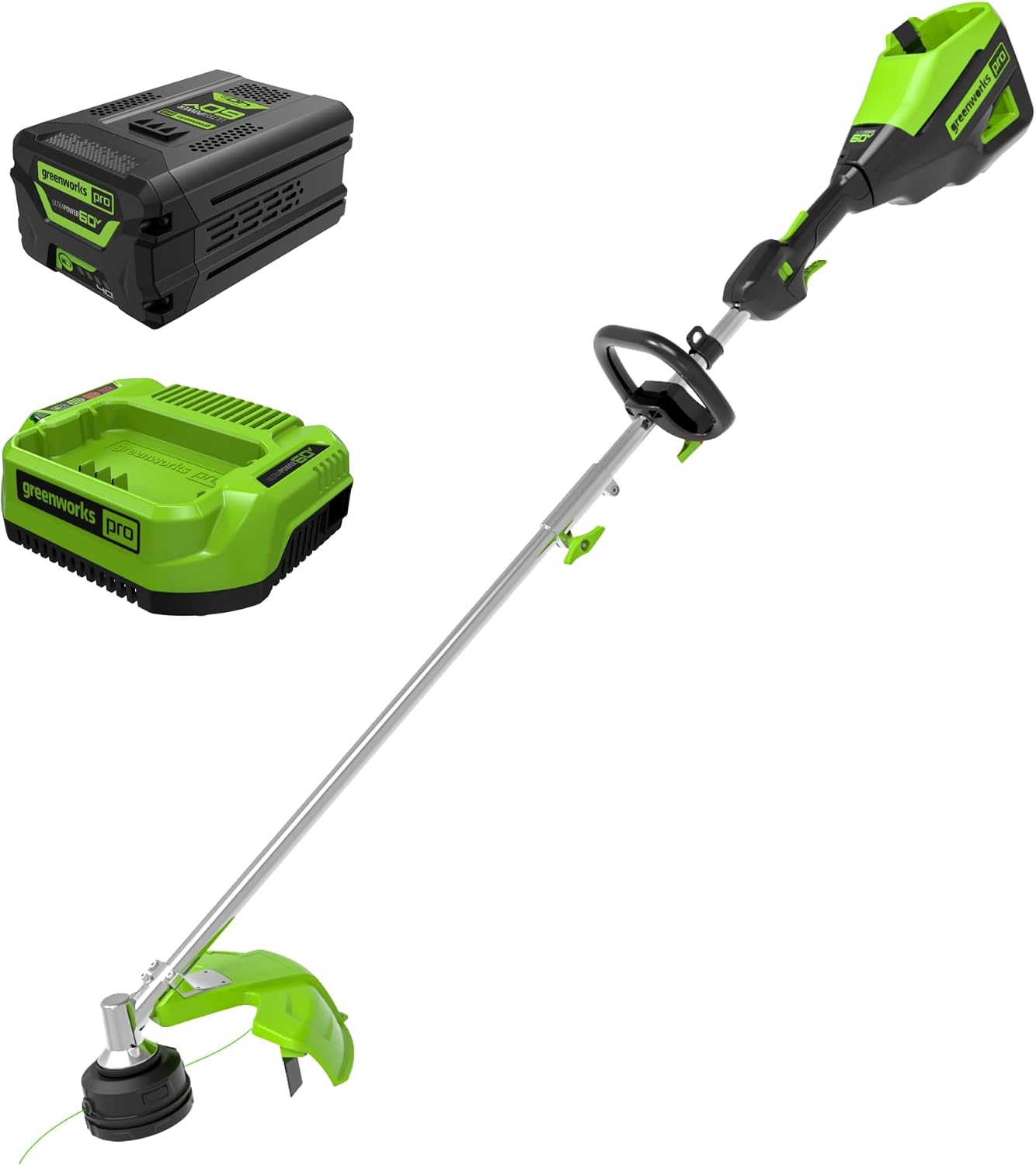 Detalle de Greenworks ST60L413 60V Cordless String Trimmer, 16-Inch, Brushless, 4.0Ah Battery