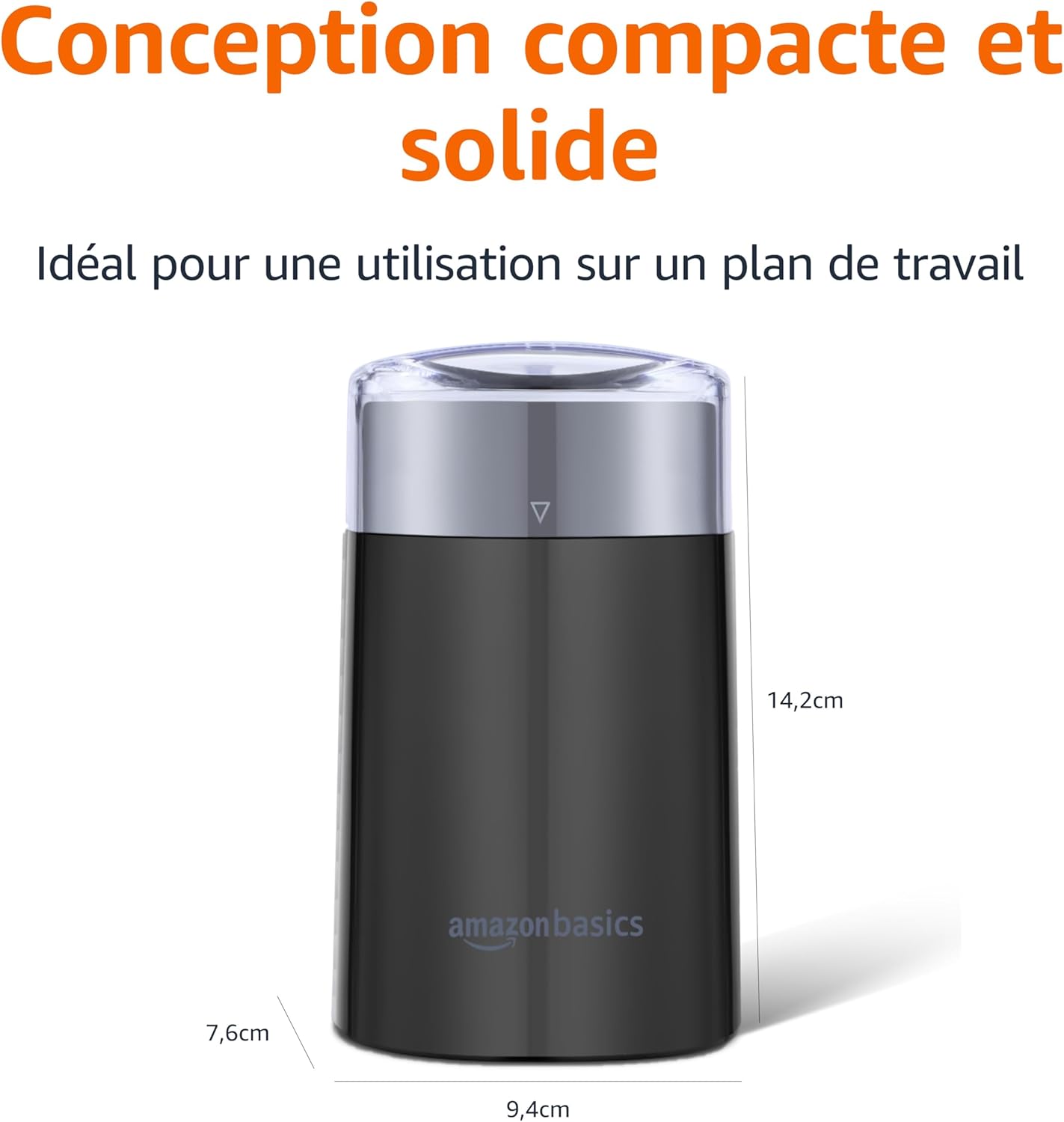 Detalle de Amazon Basics Moulin à café électrique noir — compact et polyvalent