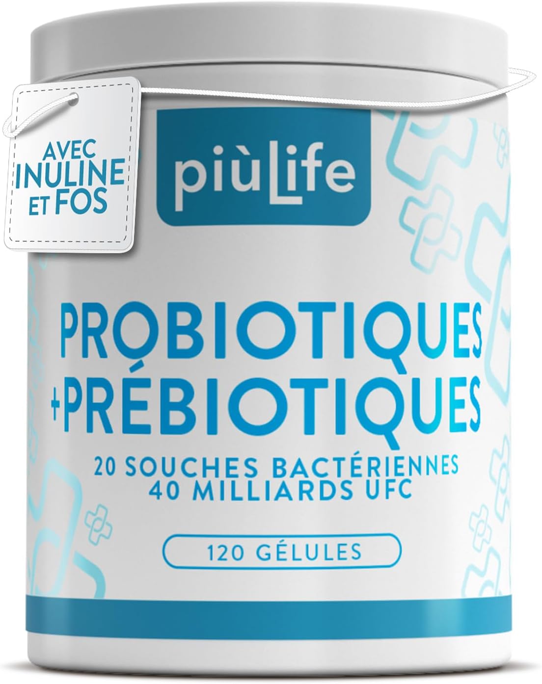 Detalle de Probiotique Flore Intestinale PiùLife : 120 gélules avec 40 milliards UFC et 20 souches