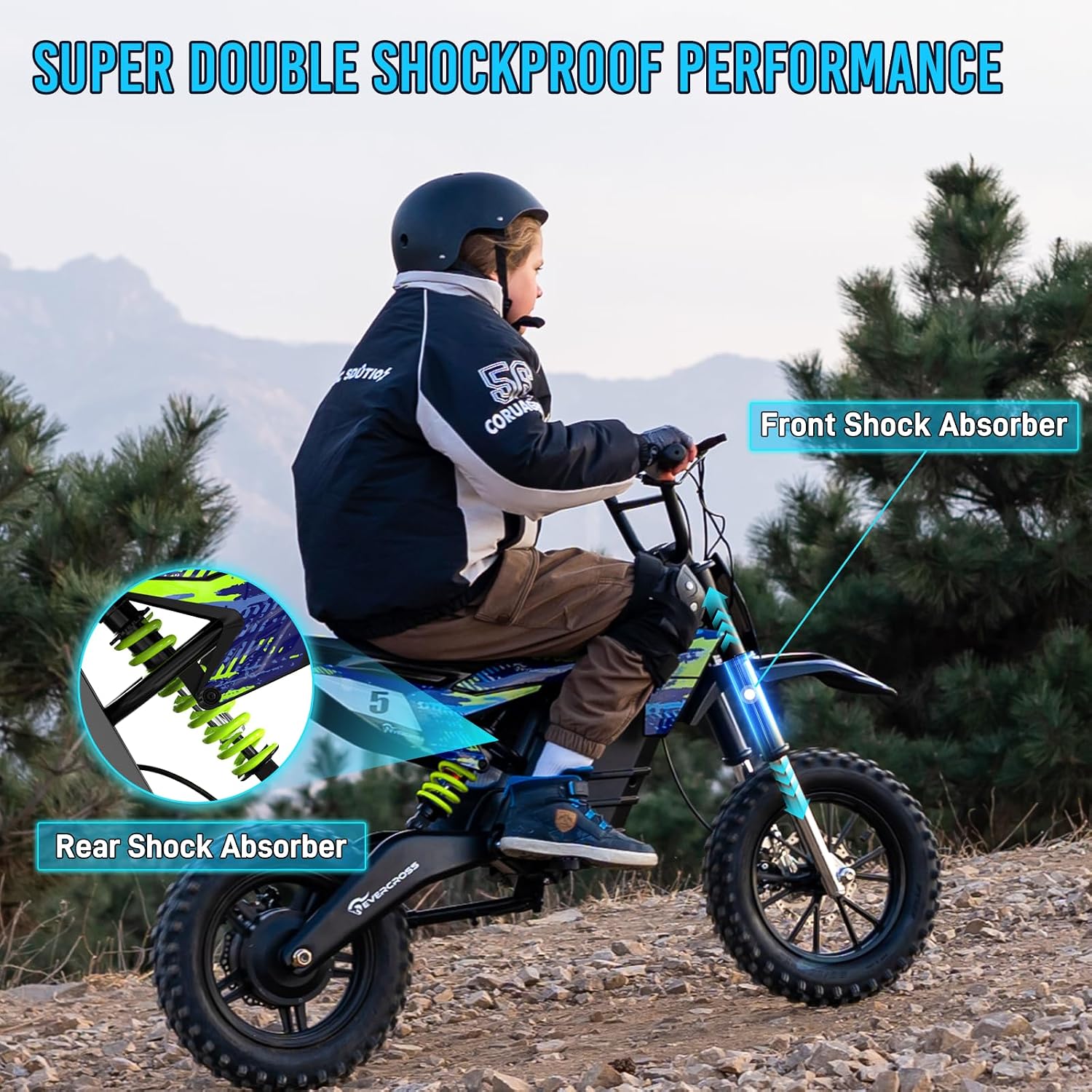 Thumbnail 5 de EVERCROSS EV65M 48V Motocicletta Elettrica per Bambini – 500W, 3 Velocità, Autonomia 20 km, Pneumatici 14