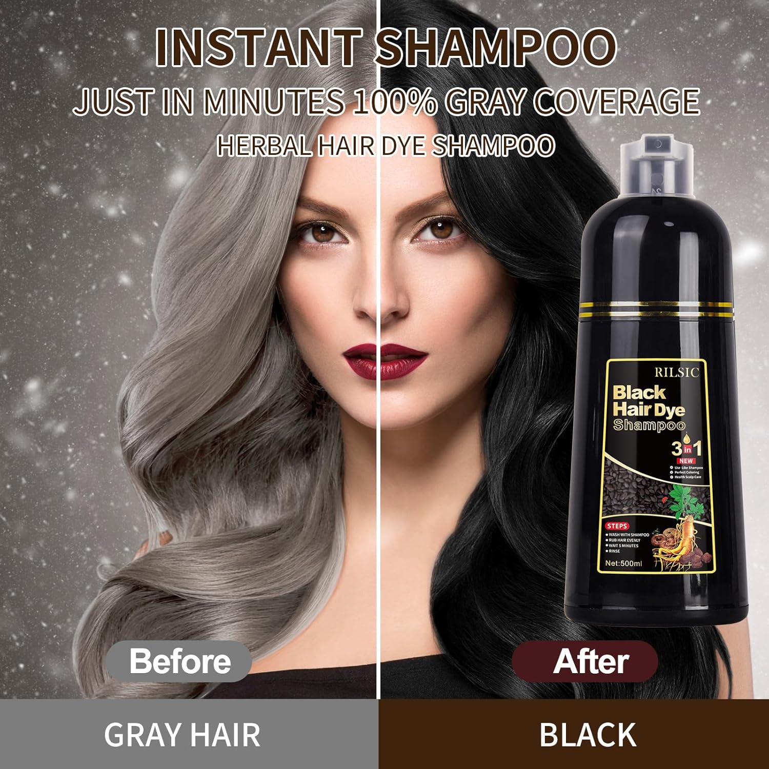 Thumbnail 3 de GFEUGS Haarfarbe Haarfärbeshampoo 500 ml Schwarz
