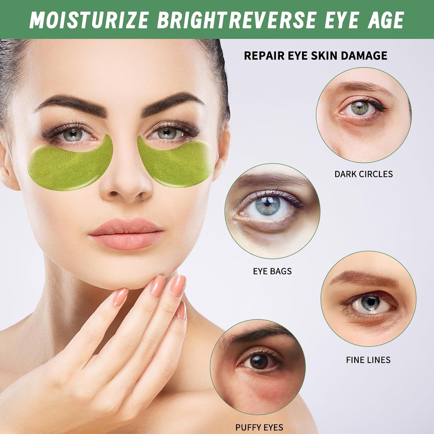 Thumbnail 2 de Hyaluron Augenpads (GREEN) – 60 Stück gegen Augenringe, Schwellungen & Falten