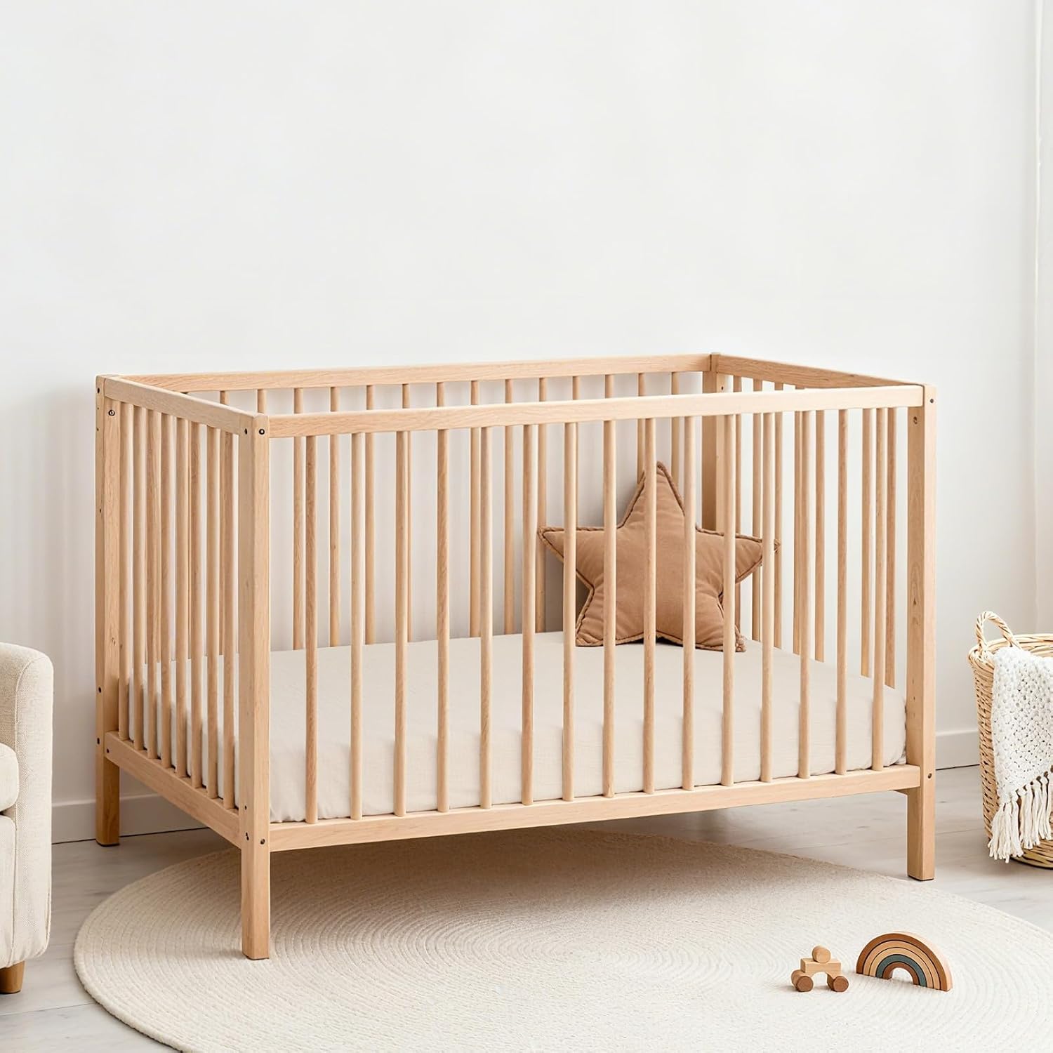 Thumbnail 6 de lulumoon CB-56 Muslin Crib Sheets, 2-Pack, 100% Cotton, Cream & Sand