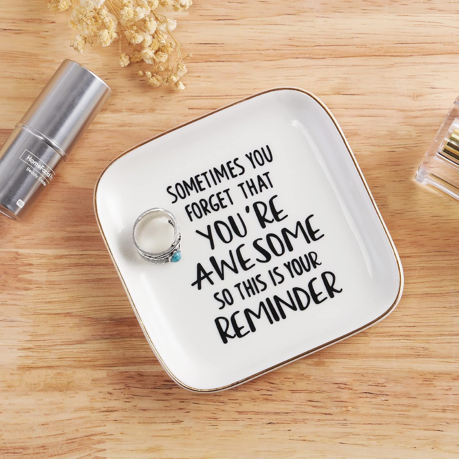 Detalle de PUDDING CABIN Inspirational Ring Dish: You’re Awesome Reminder for Women