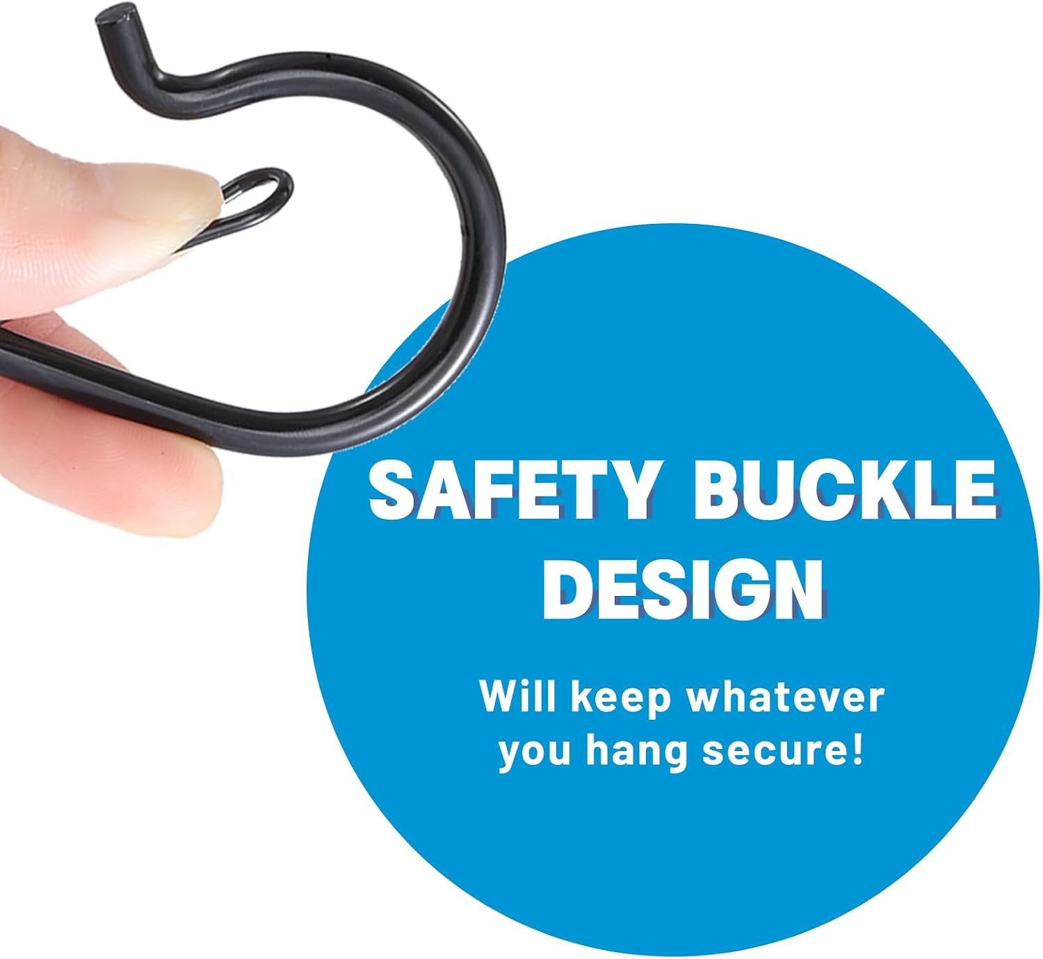 Detalle 2 de FSAH 50-Piece Q Hooks for String Lights, Safety Buckle, Powder-Coated Iron