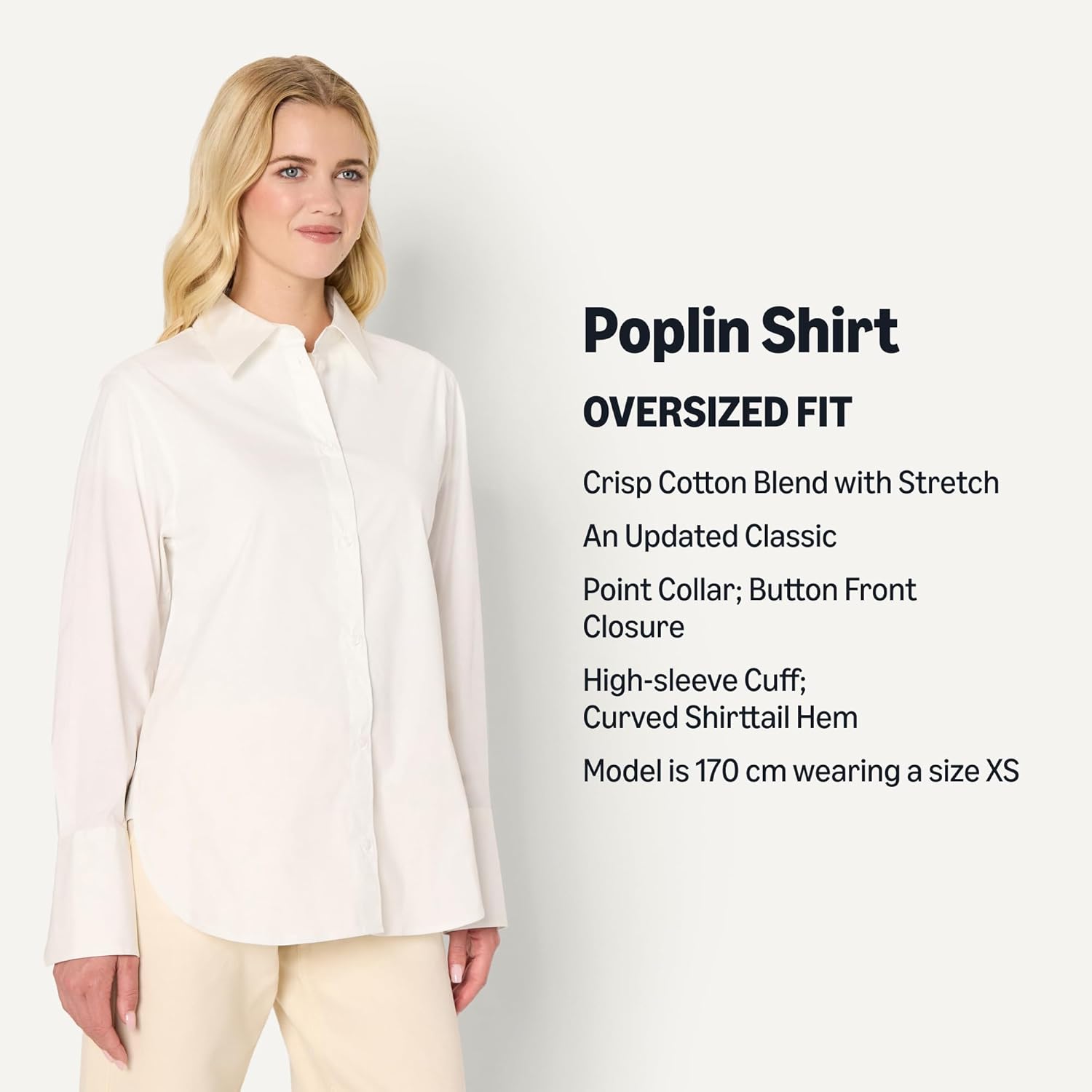 Thumbnail 3 de Amazon Essentials Women’s Oversized-Fit Cotton Stretch Poplin Button-Down Dress Shirt
