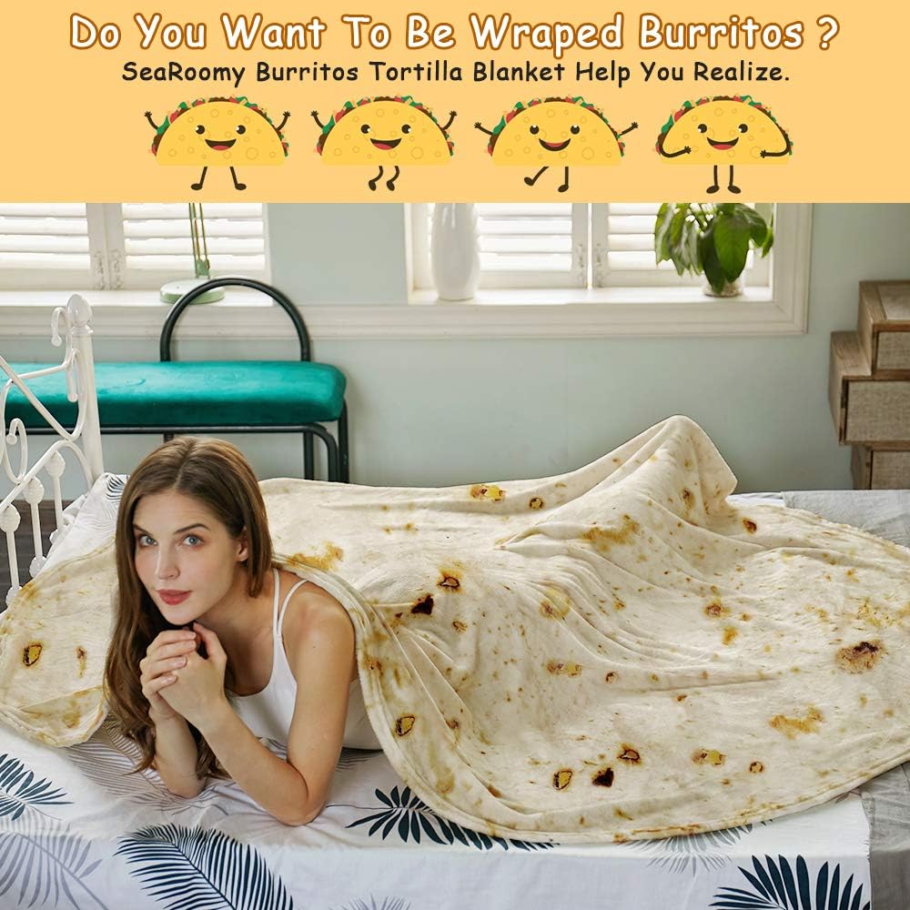 Thumbnail 6 de SeaRoomy Burritos Tortilla Throw Blanket 60 in
