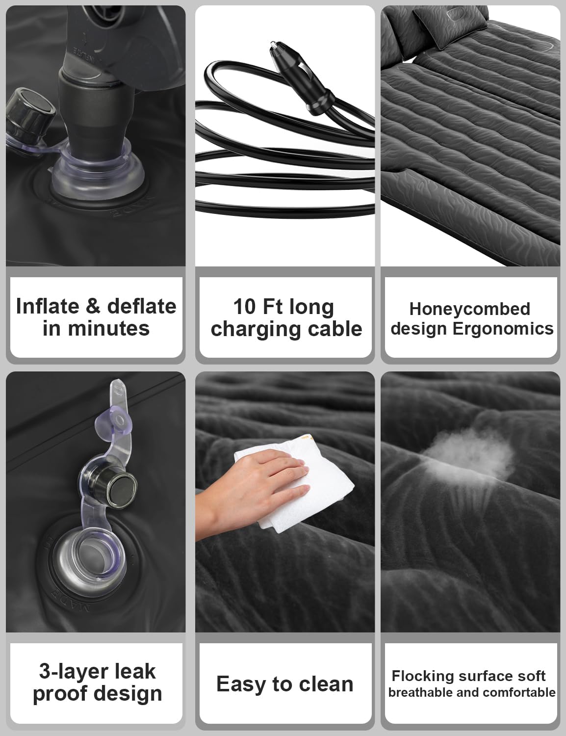 Detalle 1 de Umbrauto AIR-194-BKB-01 SUV Air Mattress with Flocked Top and 210T Bottom