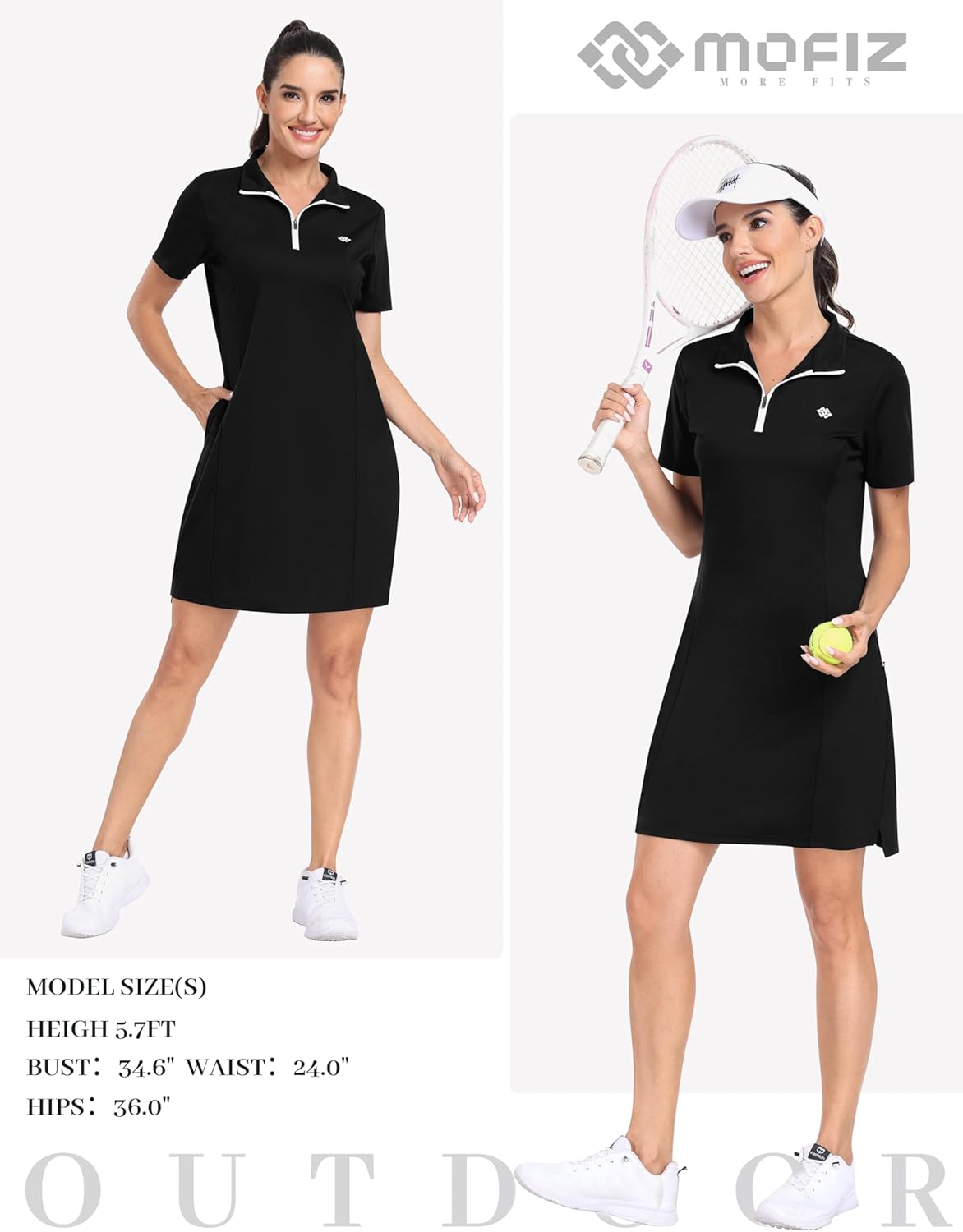 Thumbnail 5 de Robe polo tennis femme en coton respirant MoFiz, manches courtes