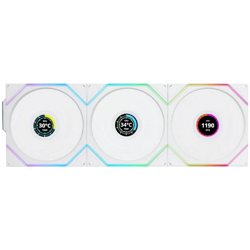 Detalle de Lian Li UNI FAN TL 120 Wireless Pack triple 120 mm blanco 🖥