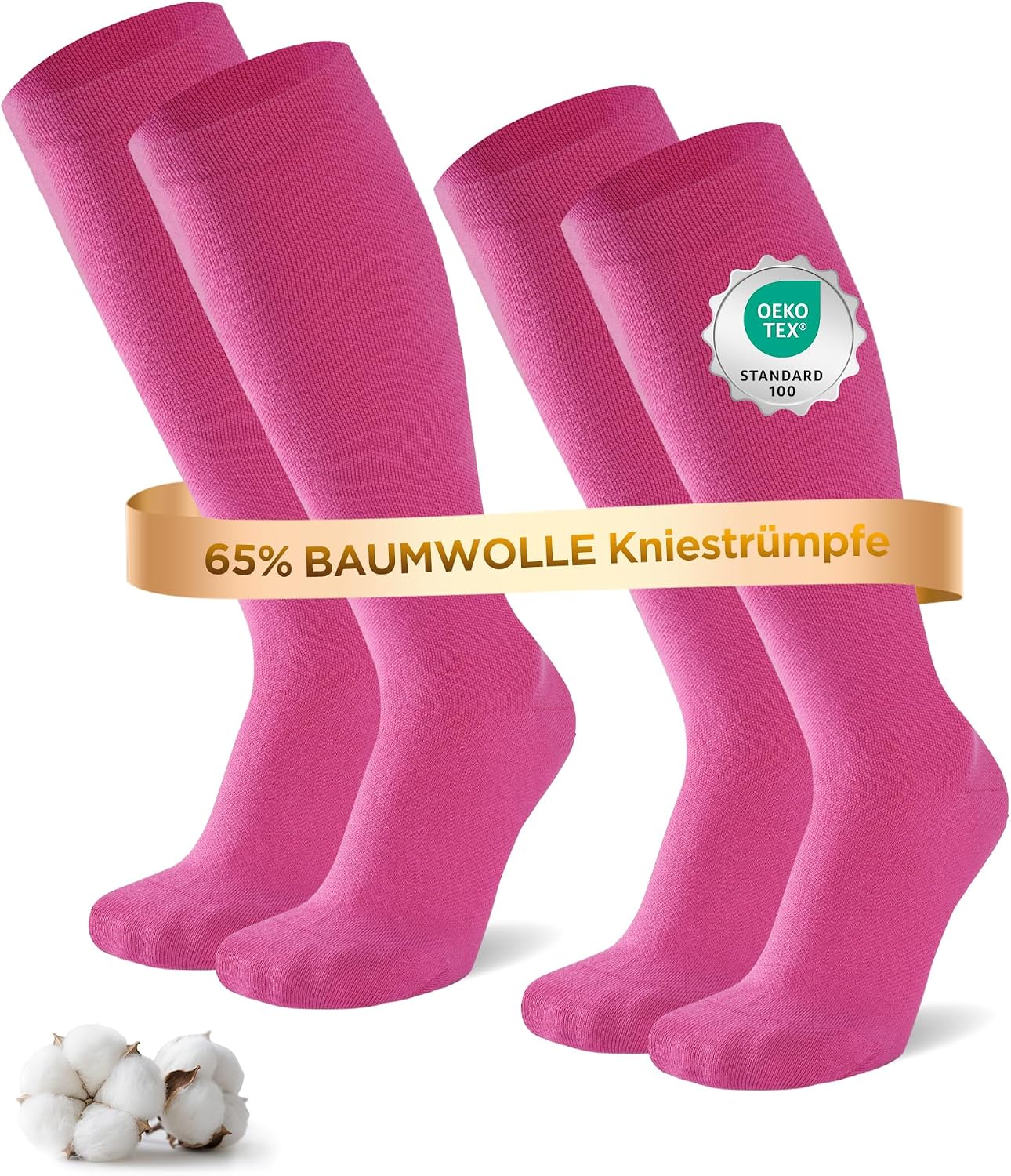 Detalle de Niofind Kompressionsstrümpfe Damen & Herren – 2 Paar Kniestrümpfe mit 65% Baumwolle, 20–30 mmHg, ideal für Reisen, Sport, Arbeit und Schwangerschaft